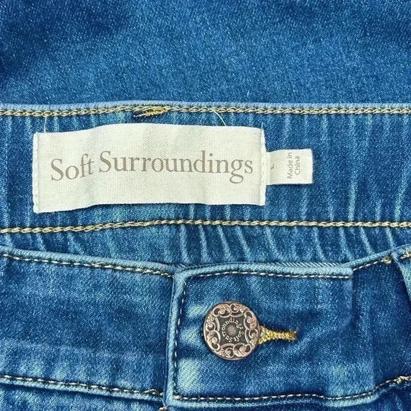 Soft Surroundings Women’s Denim Pull On Bermuda Shorts Size L - Picture 3 of 7
